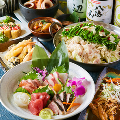 12~1月◆イカ姿造・刺身3種・選べる鍋付「贅沢宴会」コース◆2h飲放付9品【4000円(税抜)】