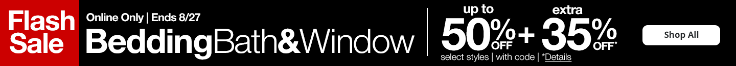 Save up to 50% off plus an extra 35% off during JCPenney's Flash Bedding Bath & Window Sale