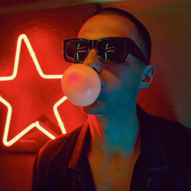 Man wearing Ray-Ban sunglasses