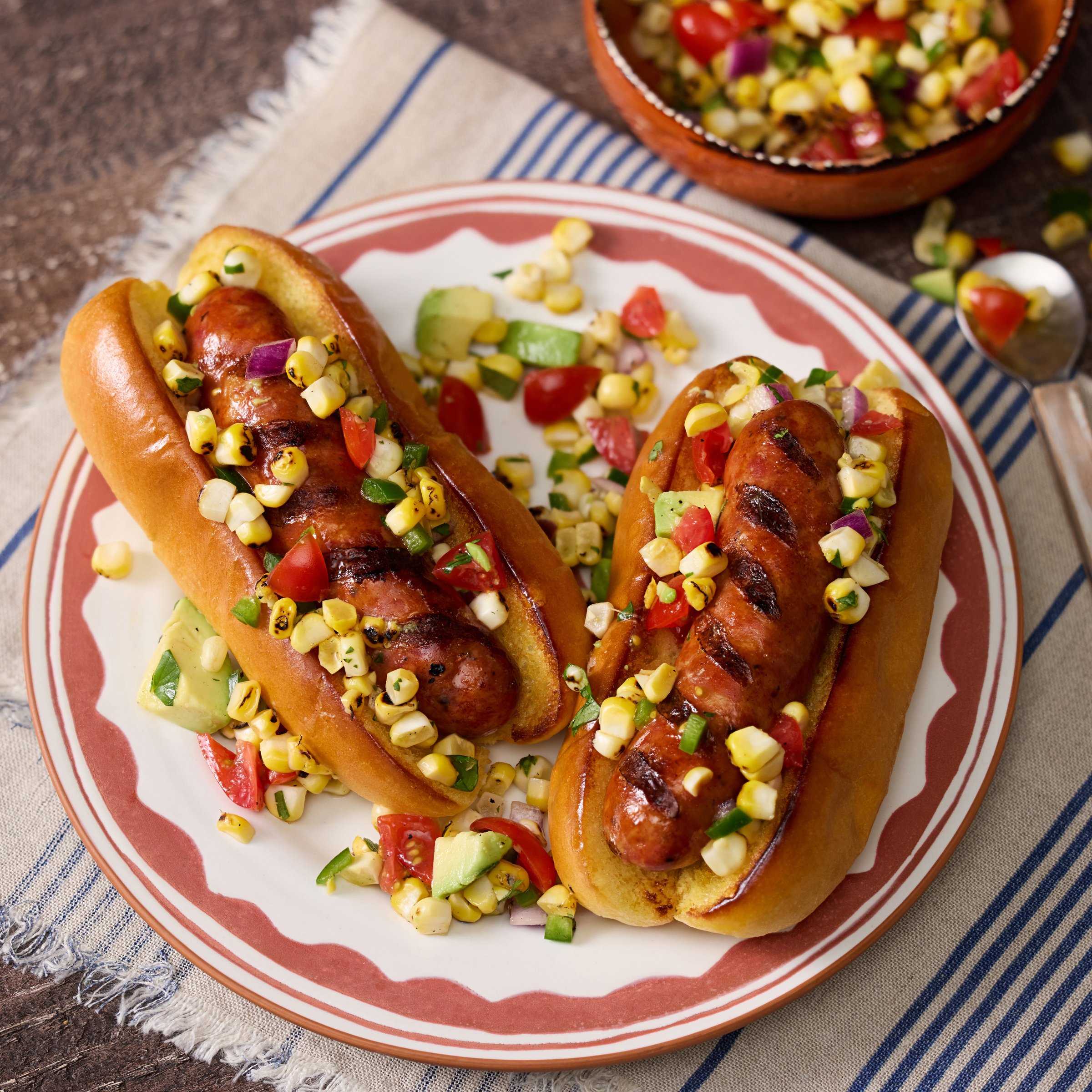 grilled andouille sausage with corn salsa by aidell