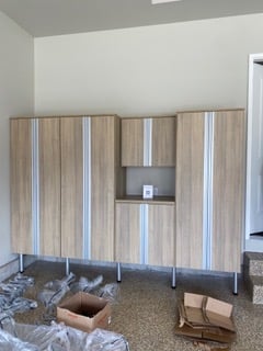Garage Cabinets Garage cabinets and with counter space.