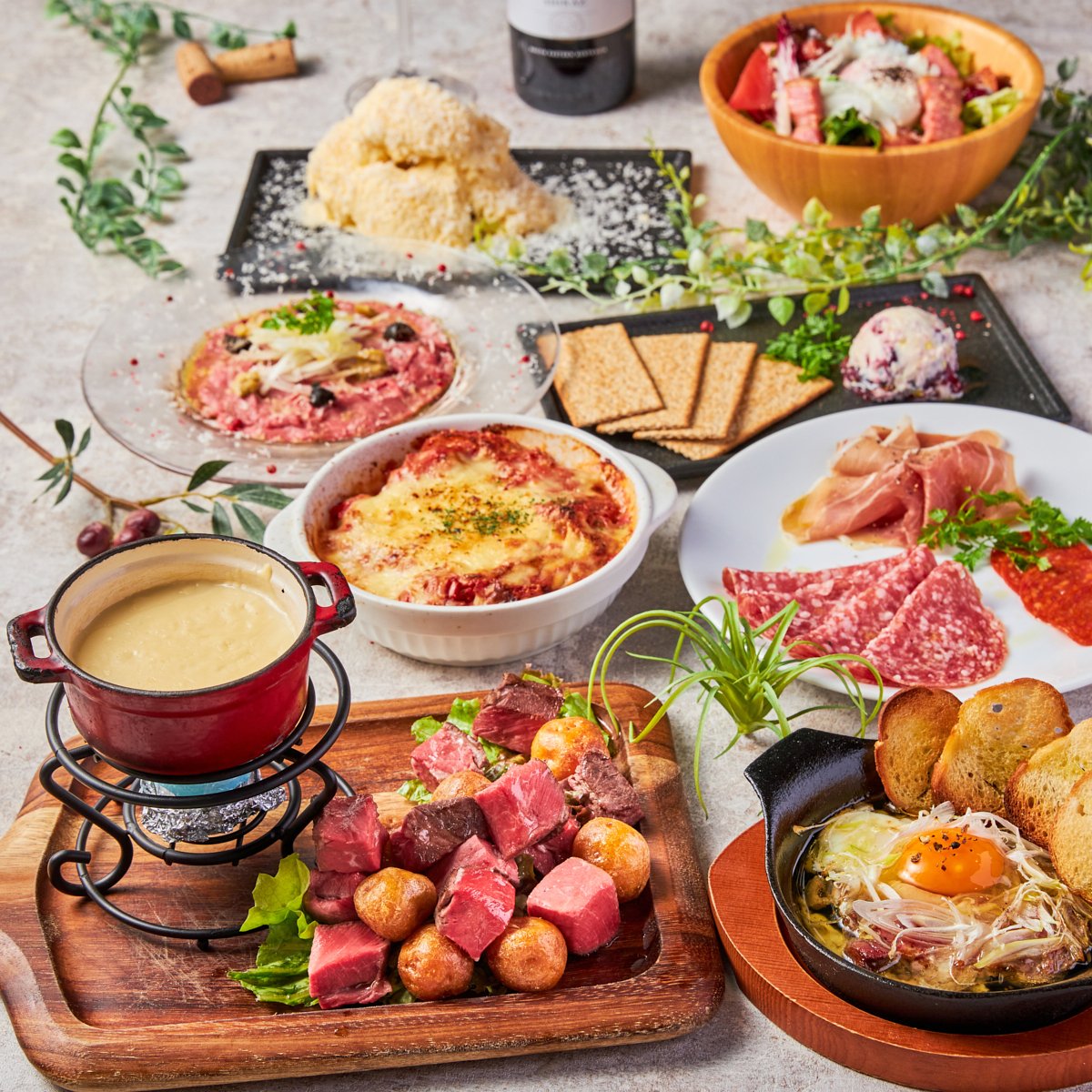*Carne★肉好き必見!!ミートフォンデュ♪贅沢肉×チーズ料理♪2時間飲み放題*8品4000円