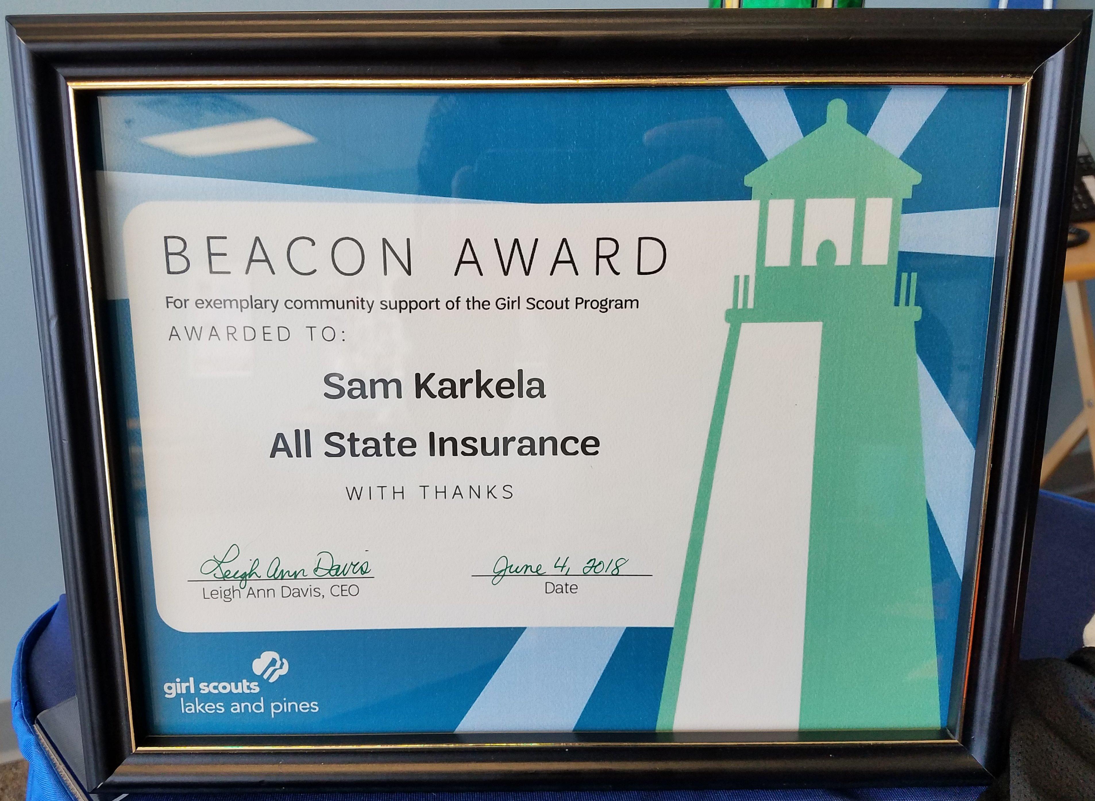 Beacon Award from the Girl Scouts