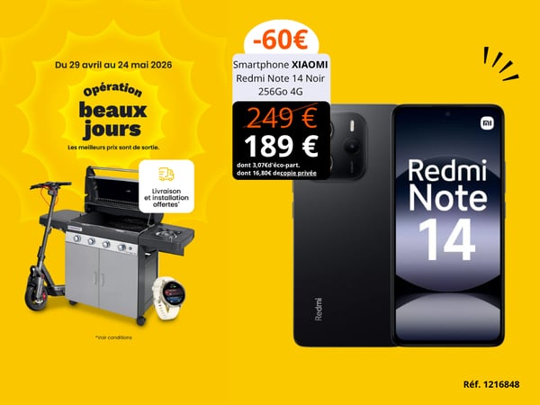 Smartphone XIAOMI Redmi Note 14 Noir 256Go 4G