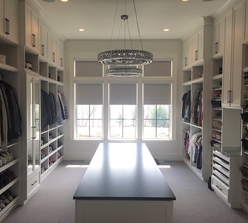 Walk-In Closet with Chandelier