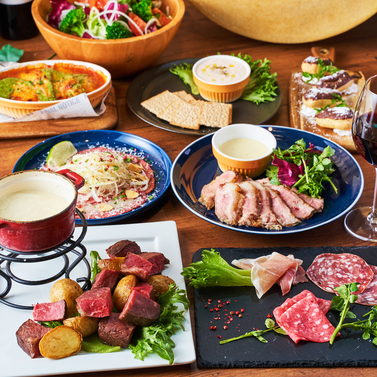 *Carne★肉好き必見!!ミートフォンデュ♪Wメイン肉×チーズ料理♪2時間飲み放題*8品4000円