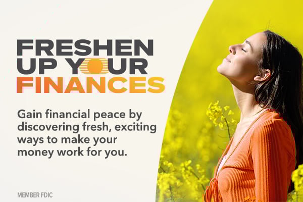 Text: Freshen up your finances. Financial education.