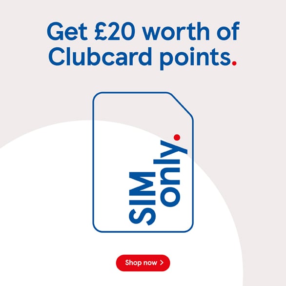 Get a £20 worth of Clubcard points with frozen Clubcard prices at Tesco Mobile, Shop now!