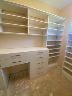 Desk and shelves in white. Desk and shelves in white.