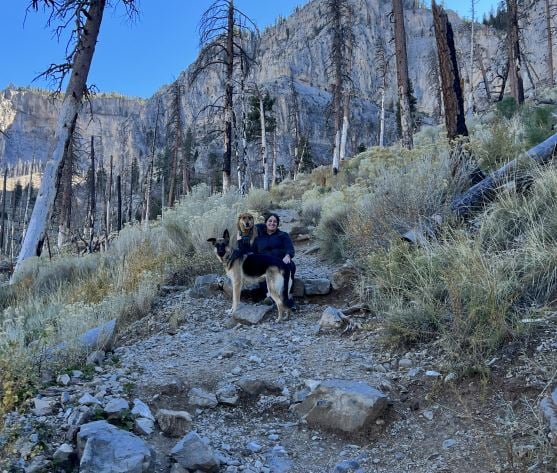 Our staff member, Emily loves to go hiking with her German Shepherd named Shadow. They enjoy taking in the beauty of nature of our surrounding mountains.