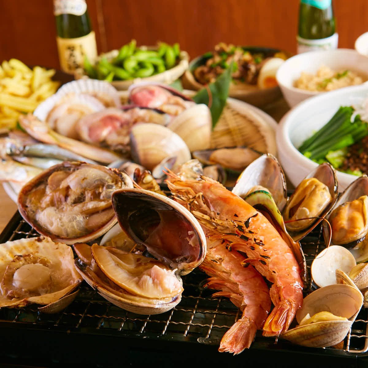 \★食べ放題★/赤海老・牡蠣・蛤・アサリ等”全20品”食べ放題♪【極波コース】通常4080円⇒2780円/90分(税抜)