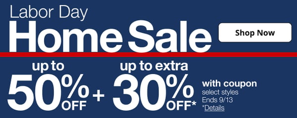 Save up to 50% off plus an extra 30% off during JCPenney's Labor Day Home Sale!