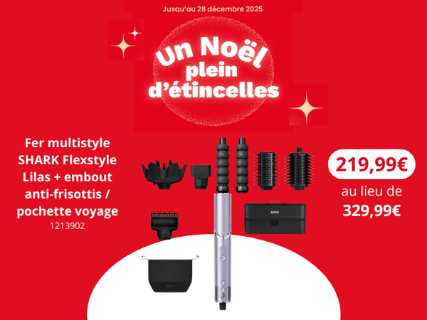 offre noel , Fer multistyle SHARK Flexstyle HD466PLEU Lilas + embout anti-frisottis/pochette voyage