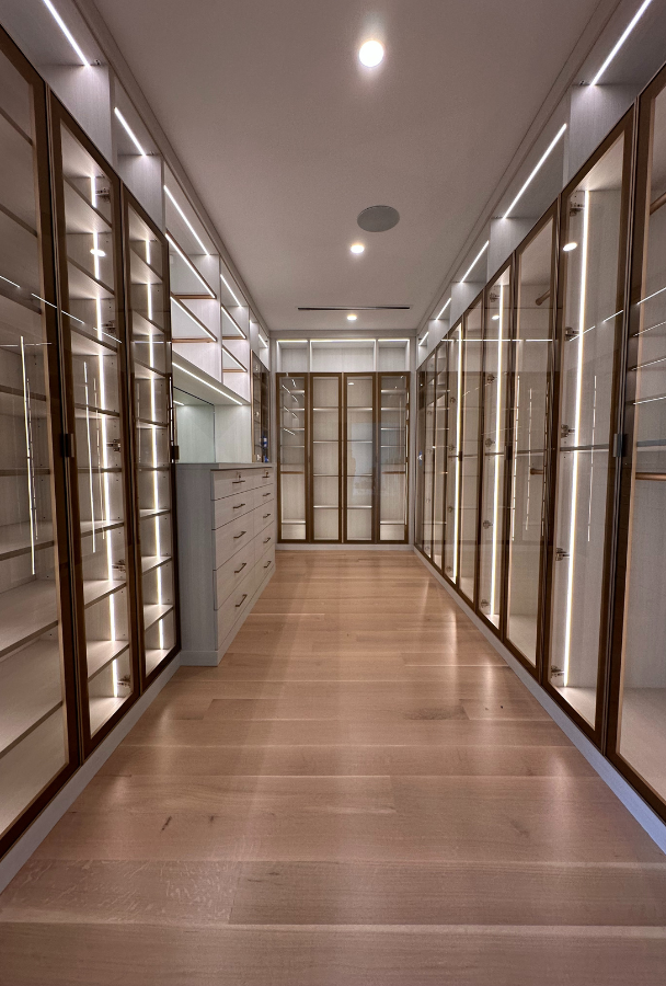 White and Gold Dressing Room California Closets Long Island New York walk in closet design custom closets closet designers designer closets closet shoe storage built-in closets closet systems closet drawer organization closet shelf organ