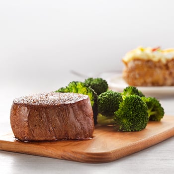 FIlet and Broccoli with a steakhouse potato.  Main Menu.