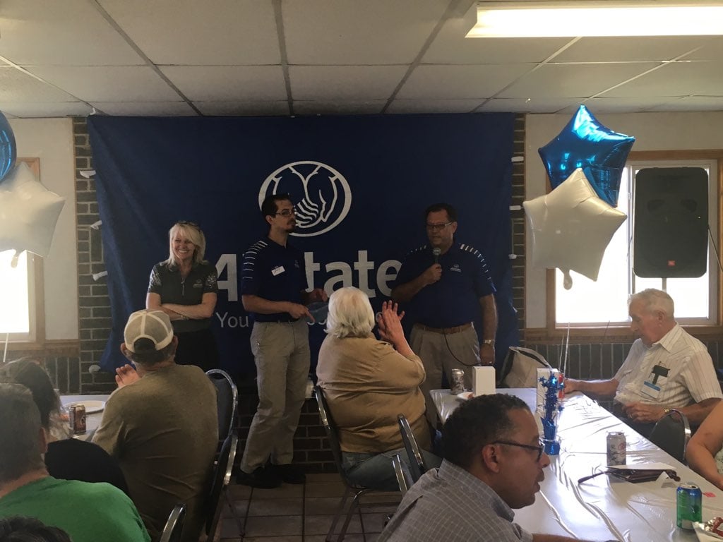 Bill Mull passing the baton at the customer appreciation event
