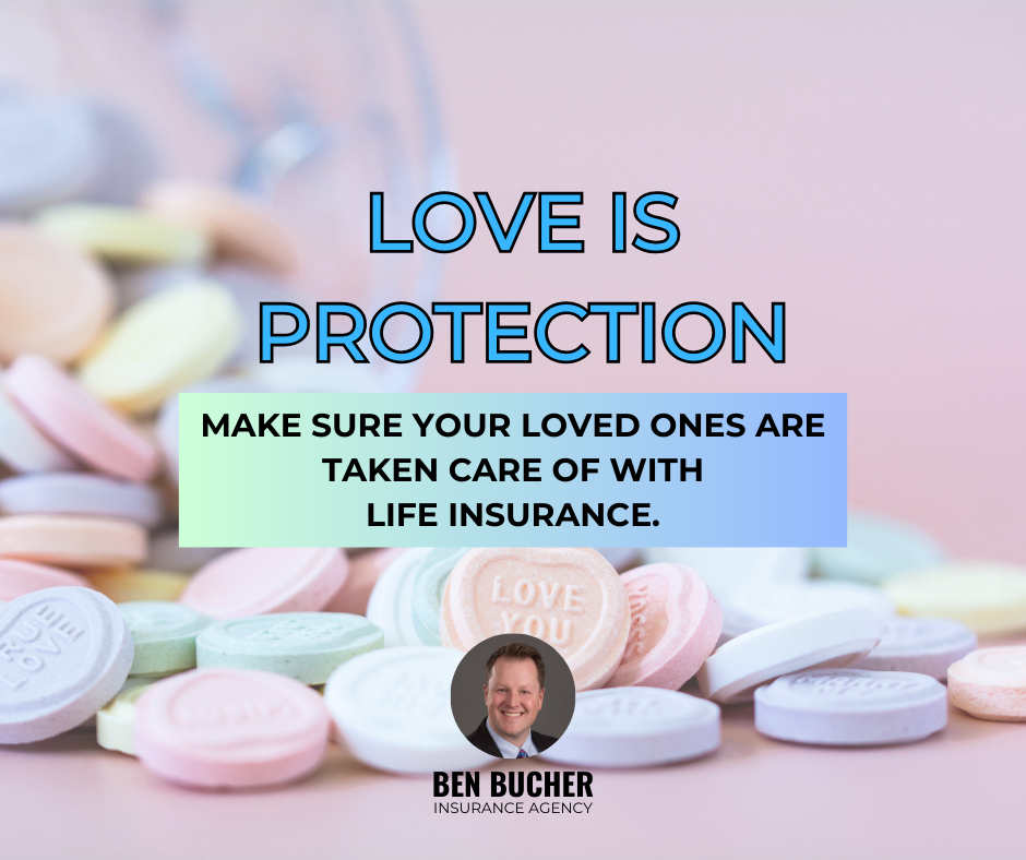 Love is protection. Help see your loved ones' future with life insurance today." ❤🏡