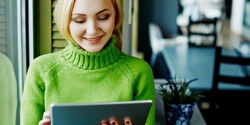 Woman tracking a package from her tablet