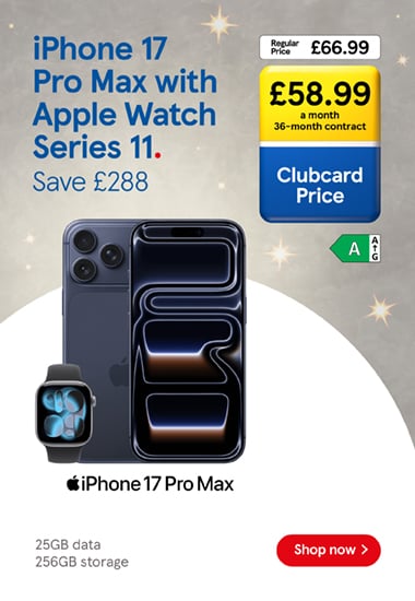 Save on iPhone bundles with Christmas deals that sparkle at Tesco Mobile, Shop now!