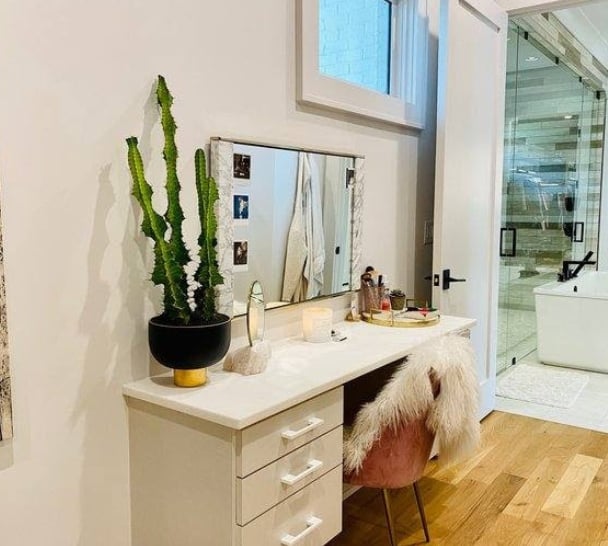 Sleek Modern Vanity Stunning Vanity to look and feel your best by California Closets Charlotte, North Carolina.