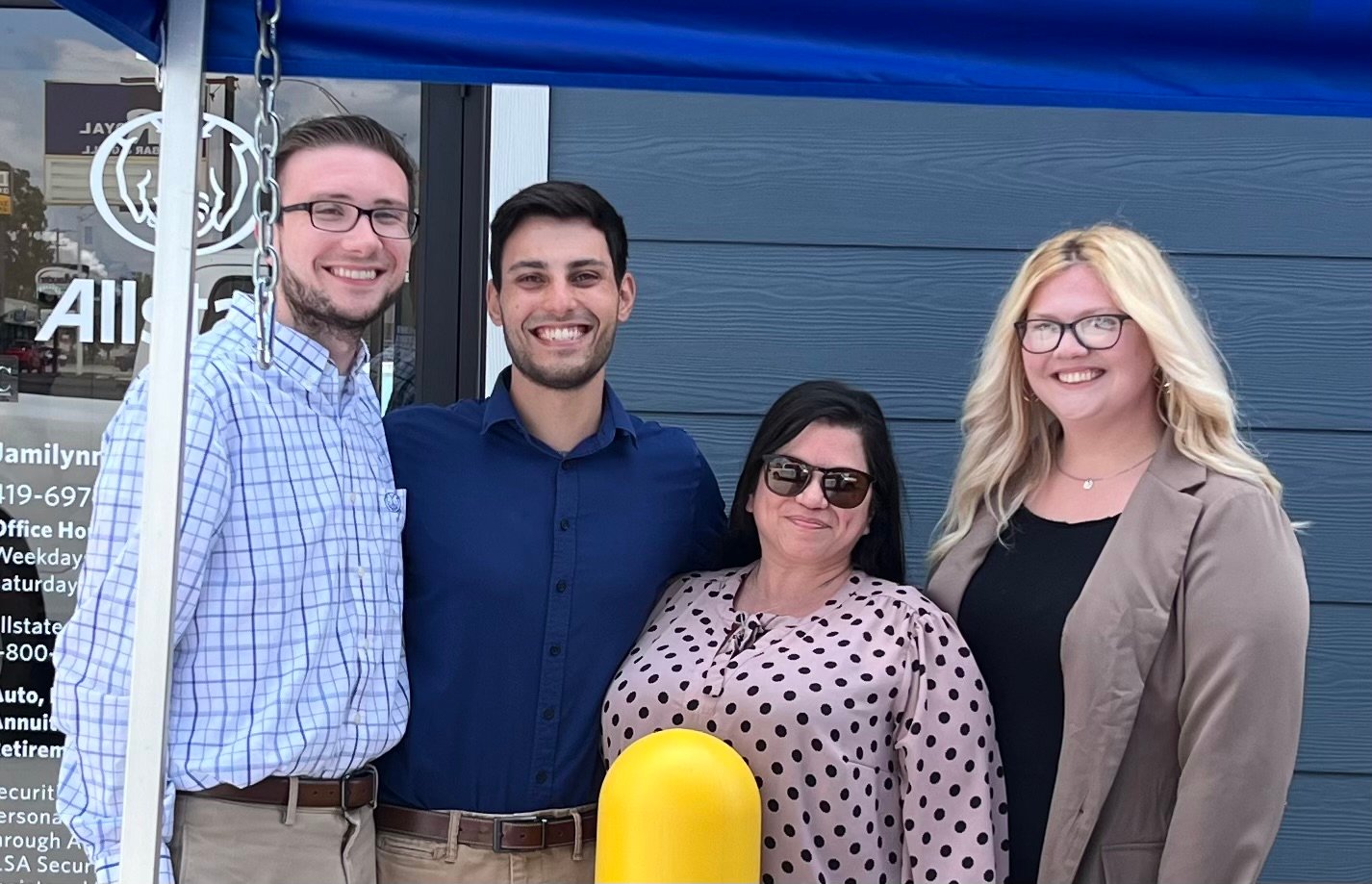 Alec Reynolds (Agency Manager), Austin Reynolds (Associate Agent/Office Manager), Amanda Basquez (Associate Agent) & Amber Blakeley (Associate Agent/Customer Service).