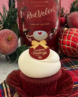 red velvet cupcake zoomed in