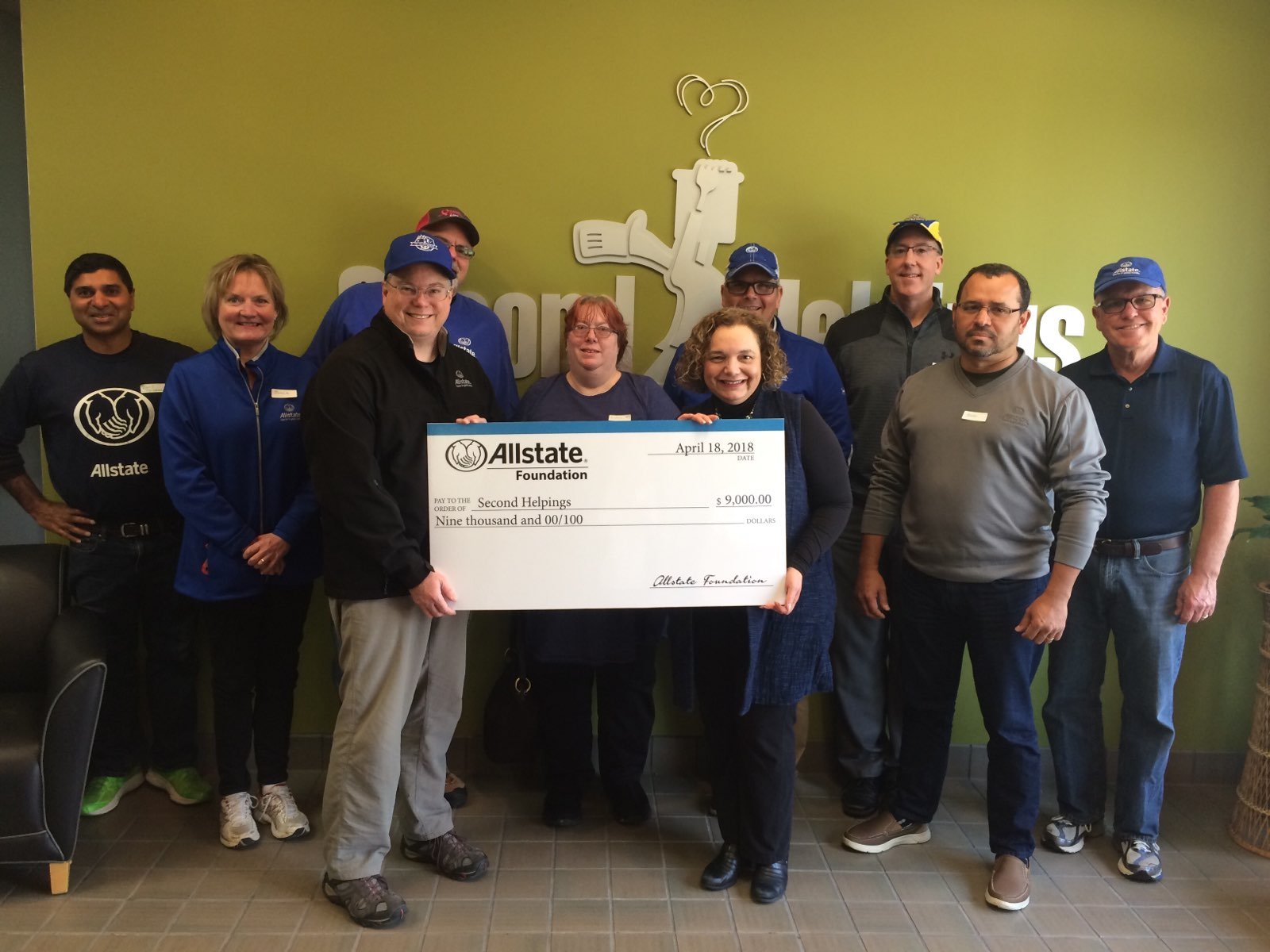 A group of us local Allstate Agents volunteered for the day at Second Helpings. Allstate donated $9,000 in support of our efforts.