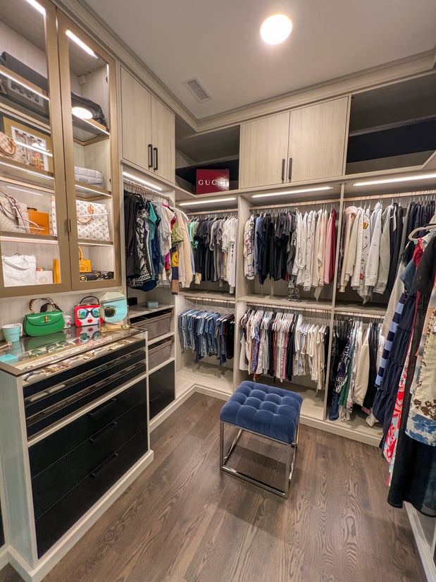 Custom walk-in closet by California Closets Charlotte in North Carolina Custom walk-in closet by California Closets Charlotte in North Carolina