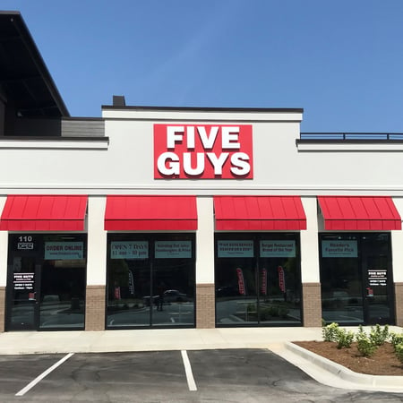 Five Guys at 100 Moon Shot Drive, Suite 110, in Madison, Alabama.