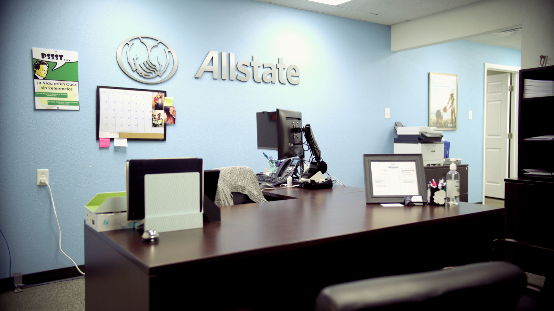 The front desk when you walk in