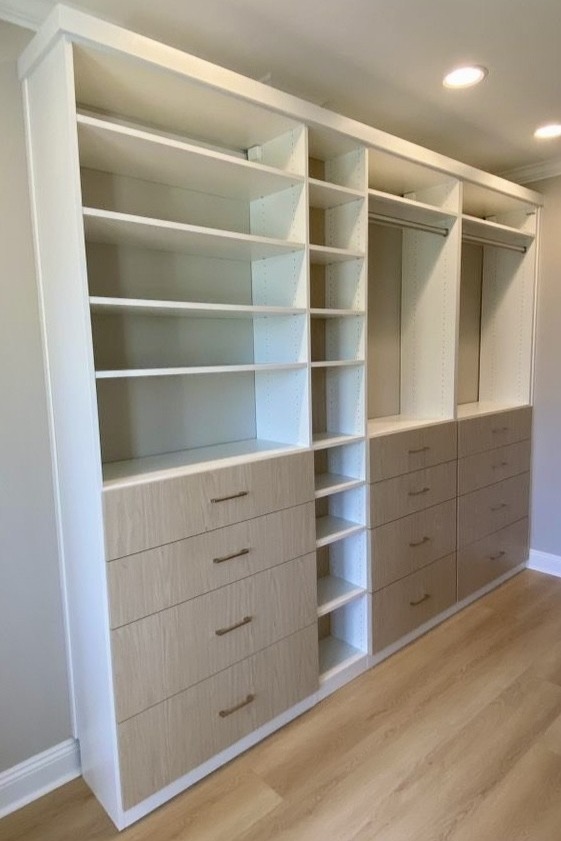Walk-in Closet White and brown custom closet organization California Closets Pensacola & Panama City, Fl