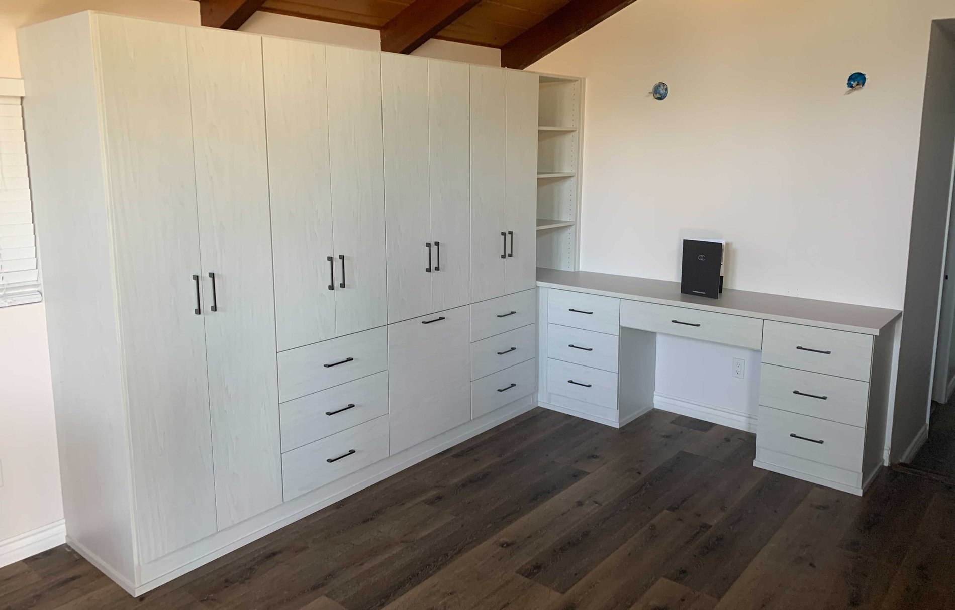 White Wardrobe & Home Office custom built and locally made bedroom storage solution