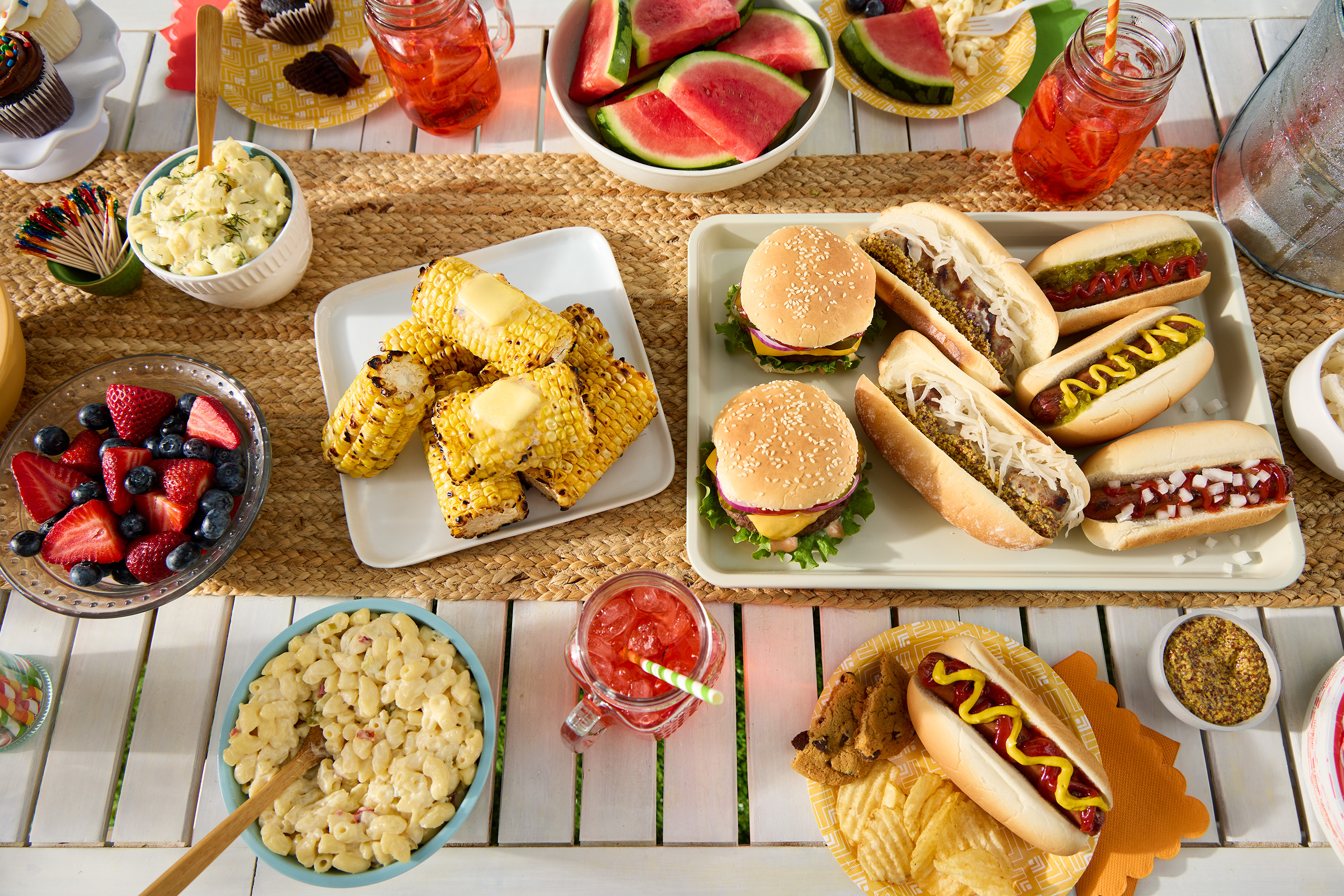 labor day bbq hot dogs hamburgers and sides
