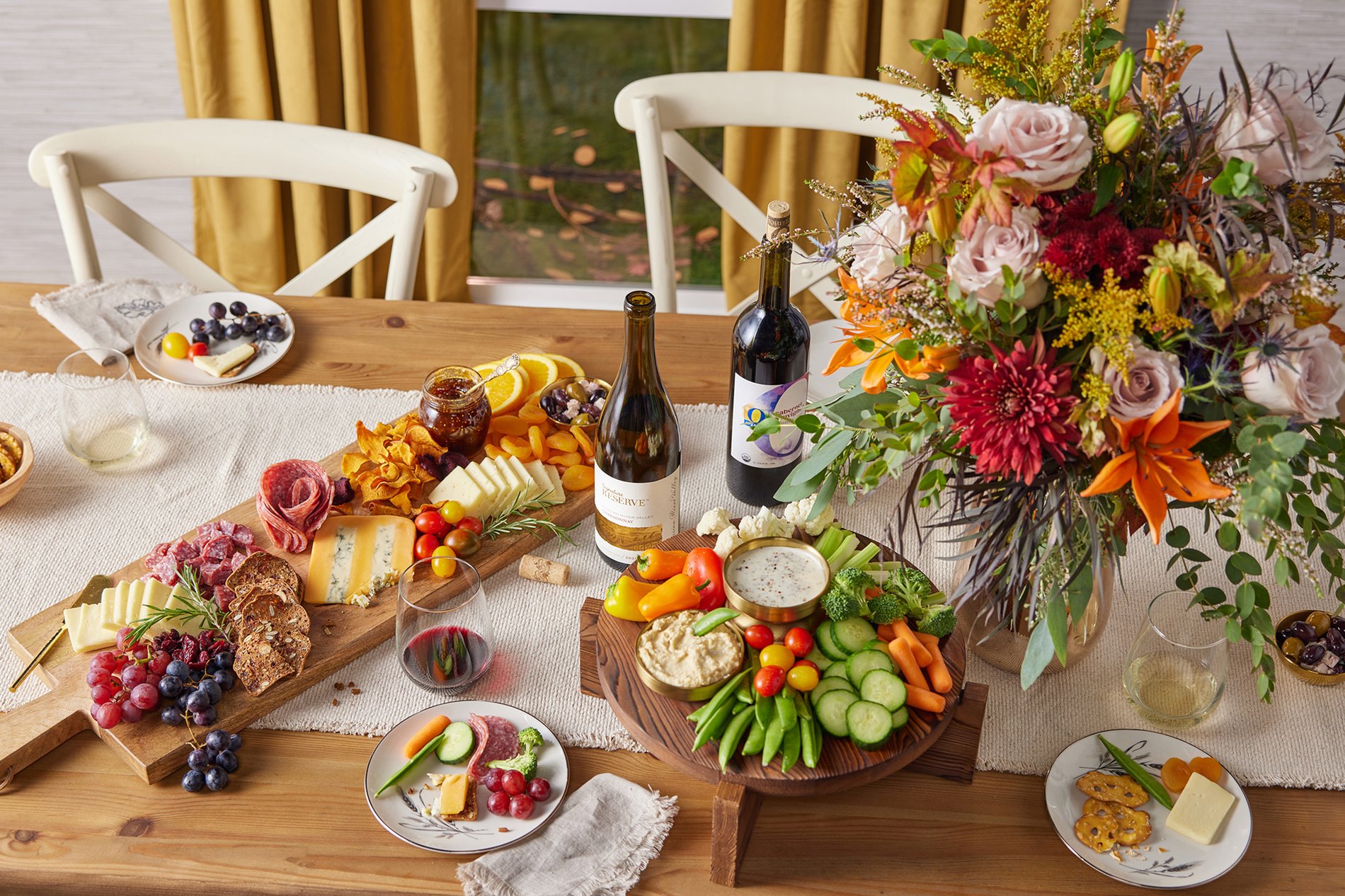 thanksgiving catering trays and appetizers on a table