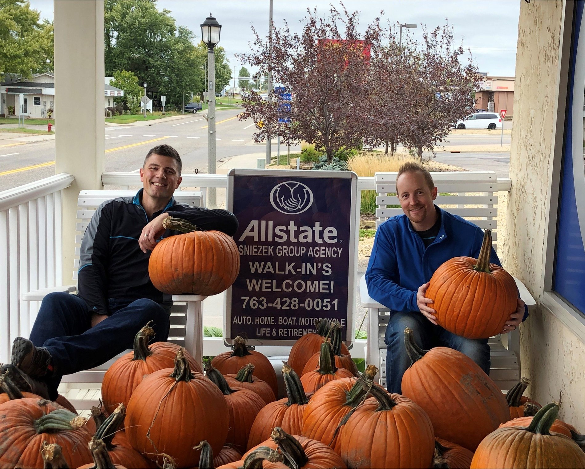Greg Sniezek and Matt Gamm chilling after unloading 400 pumpkins