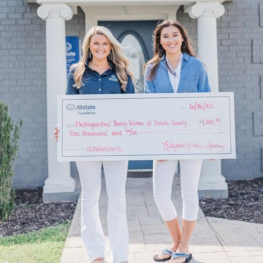 I am beyond thankful that The Allstate Foundation honors, recognizes, and supports my volunteer efforts with this amazing program. Today, I had the honor of presenting an Allstate Helping Hands Grant to help further the educational journeys of the young women of DeKalb County. Accepting this grant on behalf of the DYW program is the current Distinguished Young Woman of DeKalb County, Miss Jessica Westmoreland.