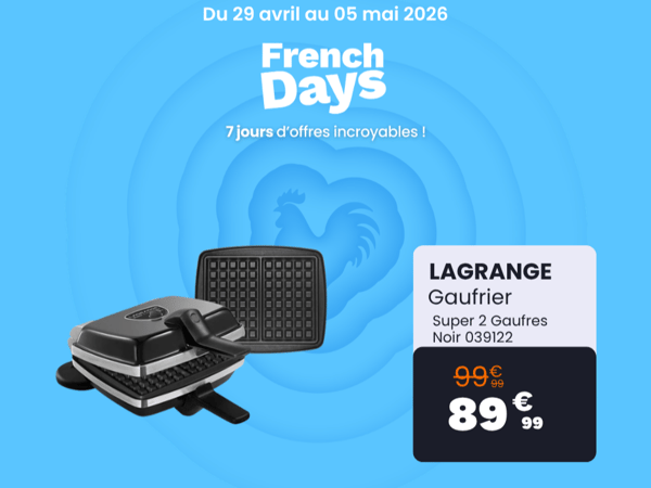 Gaufrier LAGRANGE Super 2 Gaufres Noir 039122