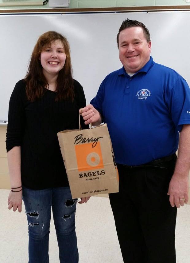 BIG Shoot Out contestant won Barry Bagels for her advisory class!