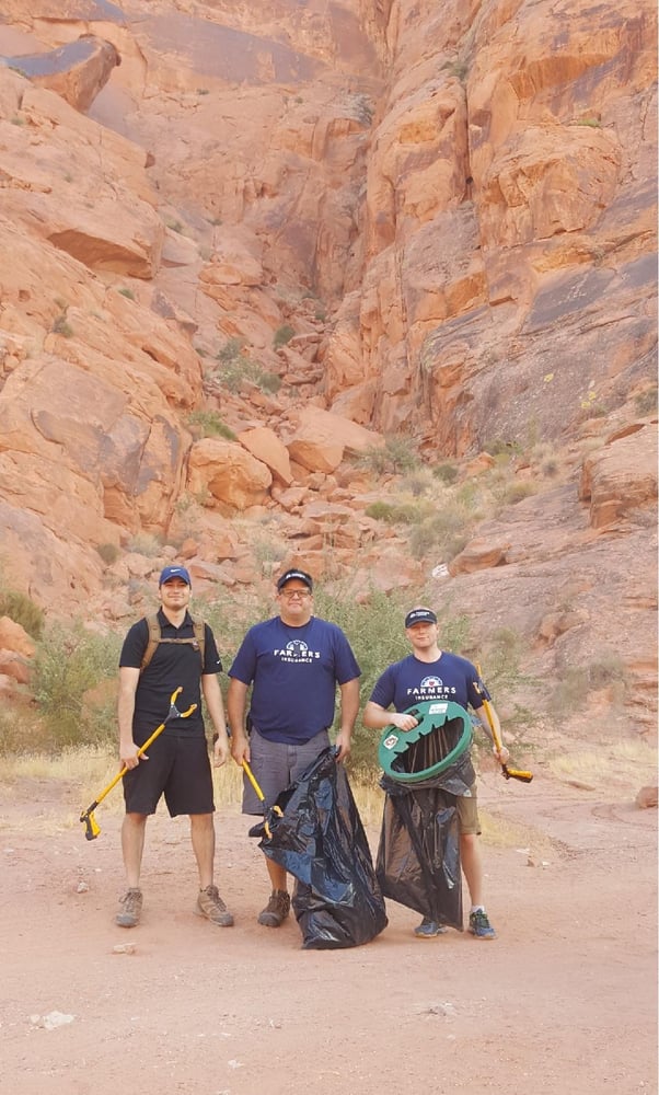Three men standing