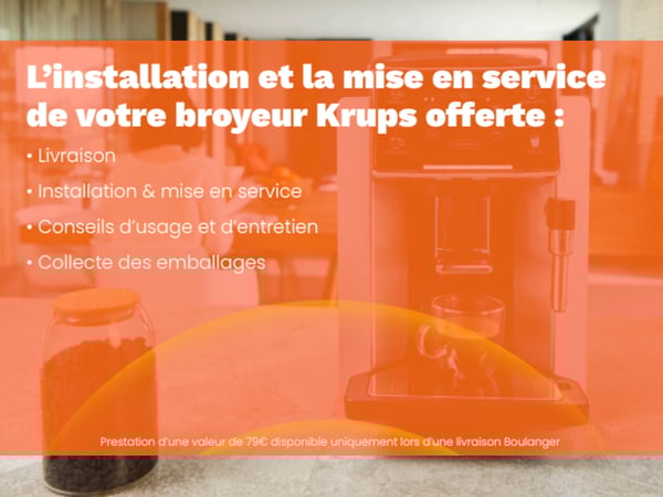 Votre broyeur à café Krups installé gratuitement chez Boulanger Biganos ! Livraison de votre cafetière à grains clé en main à Arcachon.
