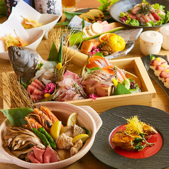 【華】県産牛と牛タンしゃぶしゃぶor海老と牛の山海宝楽焼付 地酒9種付2.5時間飲み放題9品6000円