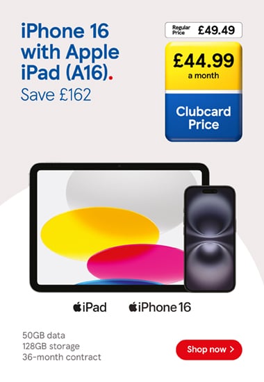 Save on iPhone bundles with Clubcard Prices at Tesco Mobile, Shop now