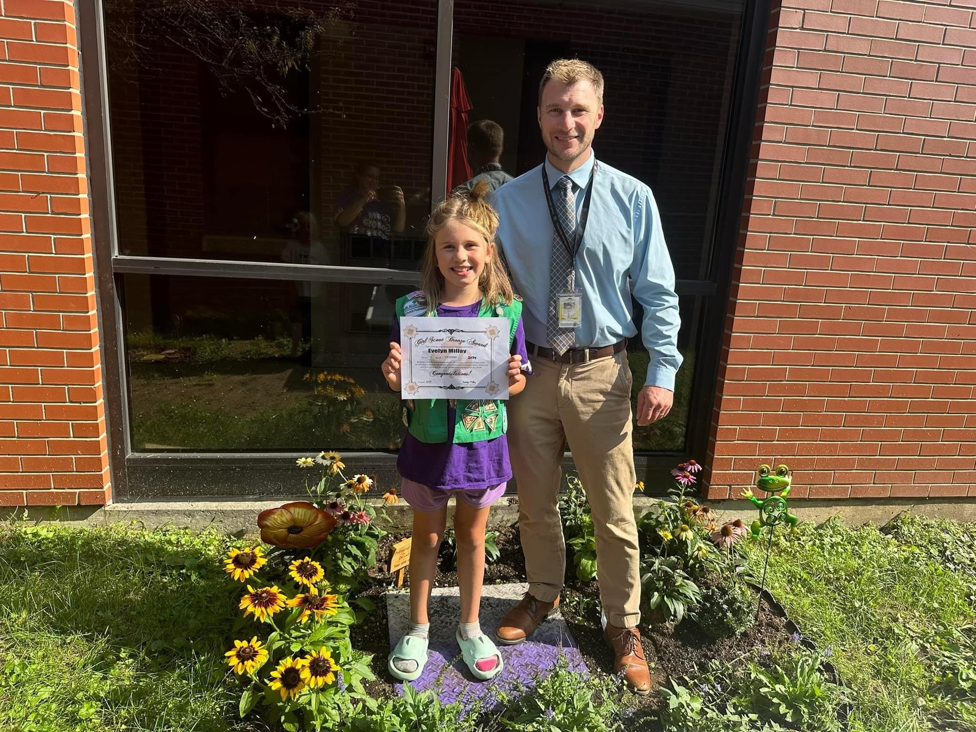 Evelyn from my girl scout troop 60355 Adams center worked on a bronze award for girl scouts