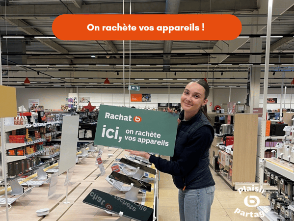 Un appareil qui dort dans un tiroir ? Donnez-lui une seconde vie et repartez avec du neuf ! Apportez-nous votre produit, qu’il ait été acheté chez Boulanger ou ailleurs : un conseiller réalise une estimation immédiate en magasin et vous remet un bon d’achat utilisable tout de suite.
Nous reprenons de nombreux produits : casques audio, enceintes, téléphones, tablettes, ordinateurs, montres connectées, consoles de jeux, lisseuses,...
C’est simple, rapide et avantageux : vous valorisez votre ancien matériel tout en finançant votre prochain achat. Une solution idéale pour renouveler votre équipement à moindre coût tout en adoptant une démarche plus responsable ♻️
👉 Rendez-vous chez Boulanger Nantes Saint-Herblain pour profiter de notre offre de reprise et transformez vos anciens appareils en pouvoir d’achat dès aujourd’hui !