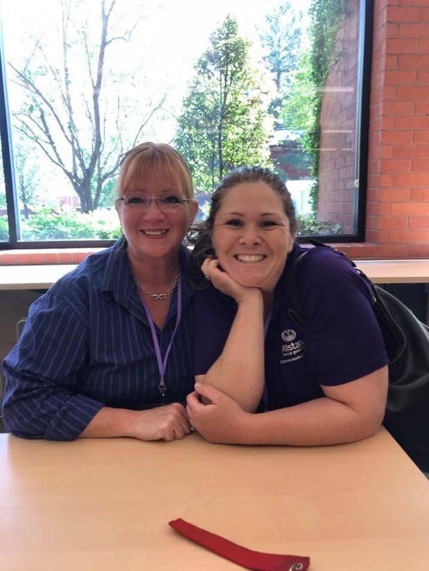 Linda and Melissa at Safe Nest check Presentation.