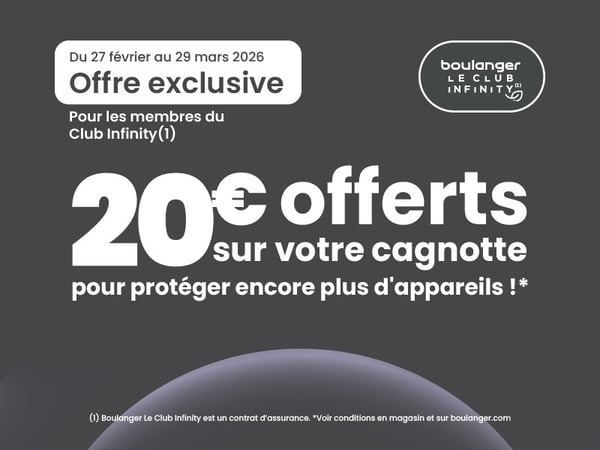 20€ cagnottés pour les clients Infinity Maison ajoutant un ou deux univers à son contrat (Upselling)