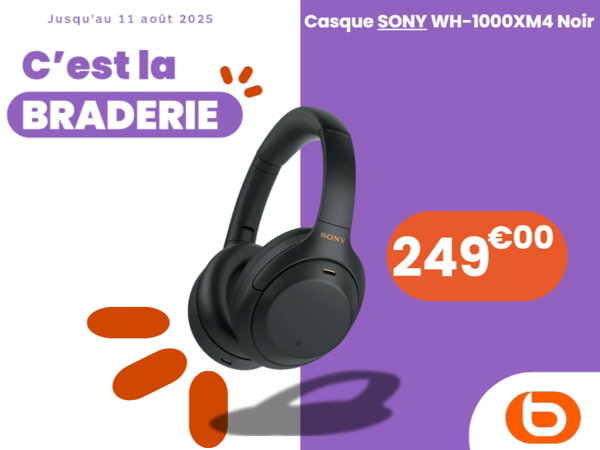 Le Casque SONY WH-1000XM4 Noir passe à 229,99€ TTC en EXCLU magasin