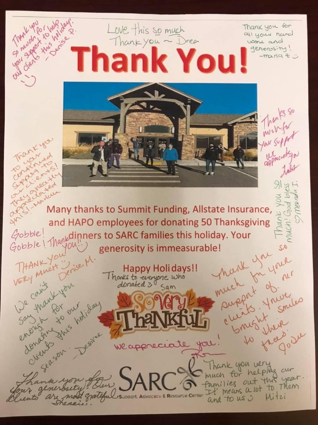 Sue's Turkey Drive provides Thanksgiving meals to many area groups that work directly with with families that need a bit of help to start the Holiday Season off with full bellies. We are honored to be a major sponsor.