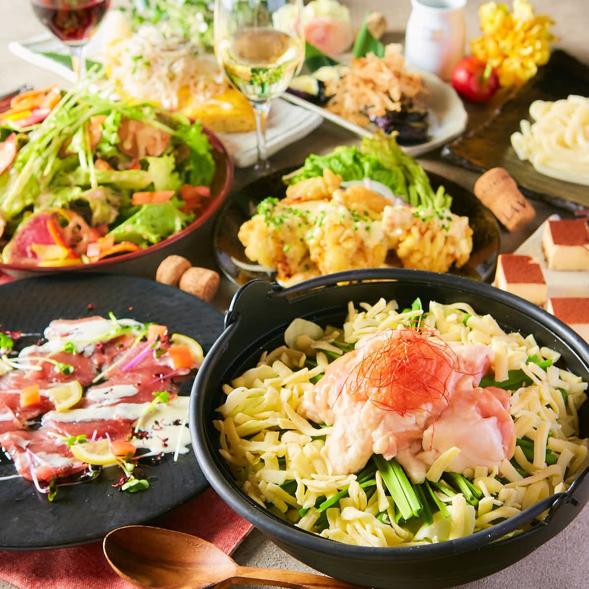 ■女子会■ 女性が喜ぶ明太チーズもつ鍋付き!和食de美食女子会コース【3.0時間飲み放題付】8品 2980円