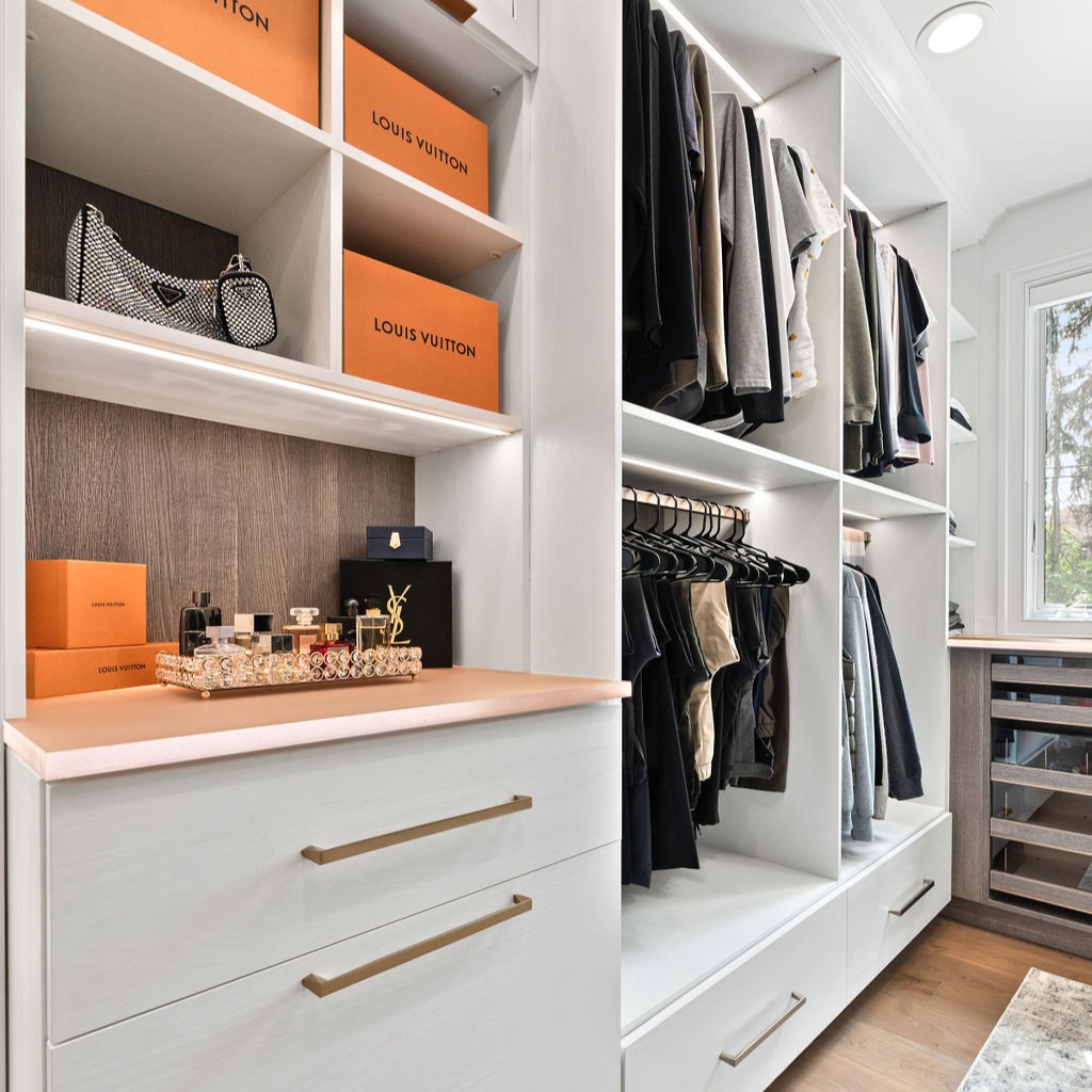 Custom Walk In custom walk in closet with drawers, and hanging space